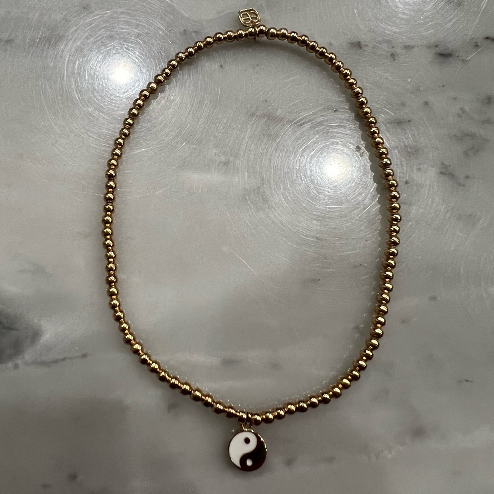 Sydney Evan ying yang gold bead bracelet
